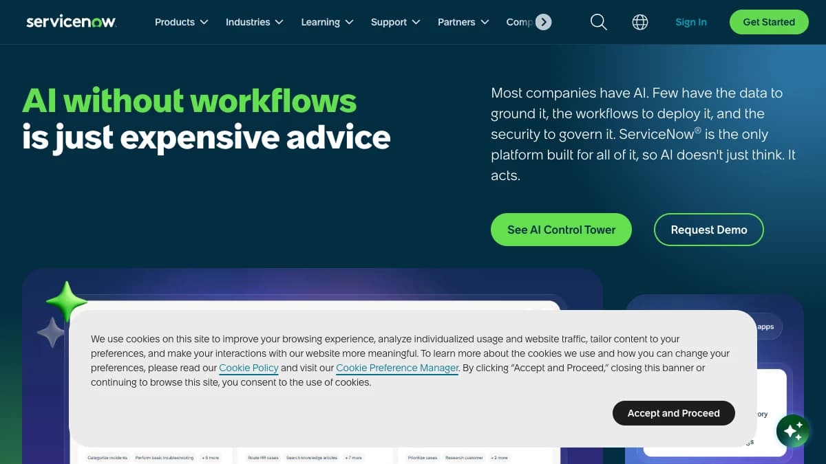 ServiceNow - IT, HR, and internal-operations-led organizations that need enterprise workflow and ITSM as the system of record, with the option to extend into front-office sales and order management