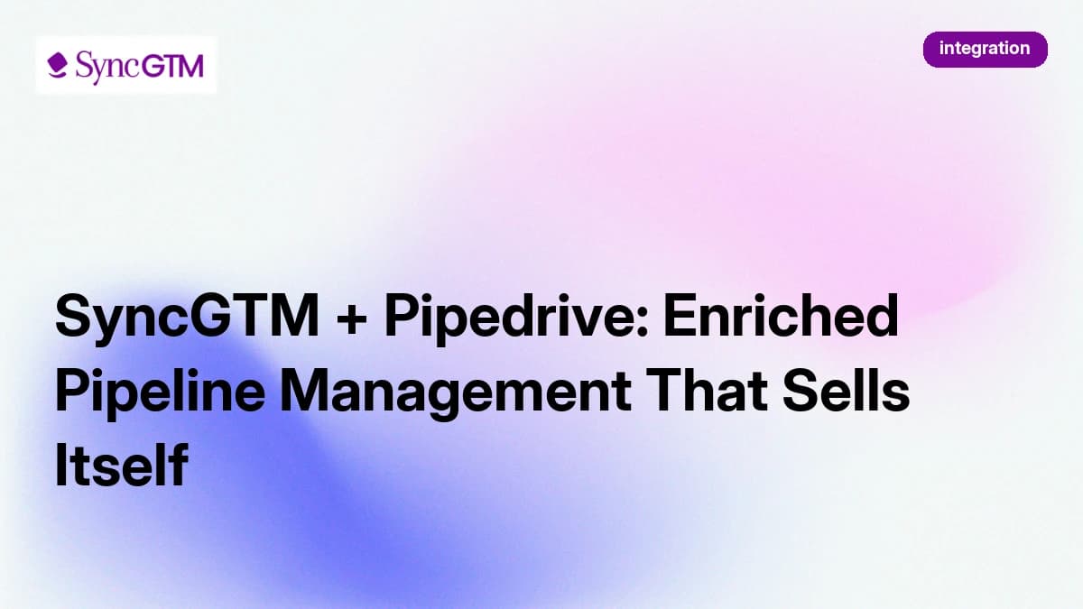 SyncGTM + Pipedrive: Enriched Pipeline Management That Sells Itself