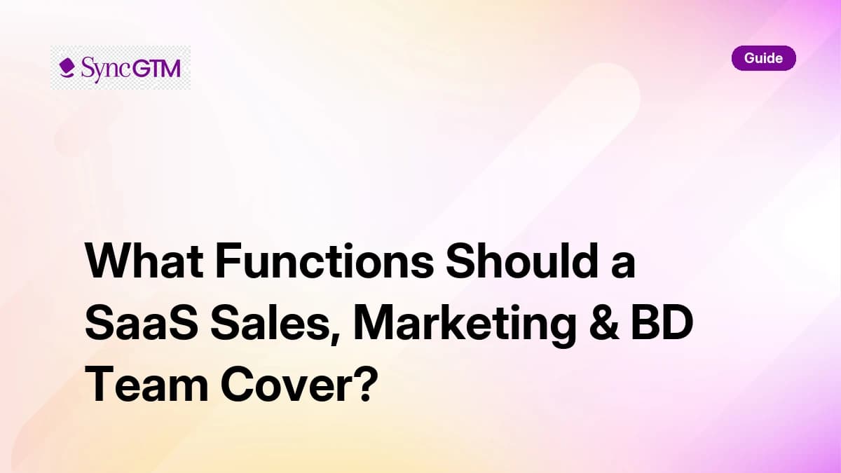 SaaS sales marketing and business development team functions — 2026 guide by SyncGTM