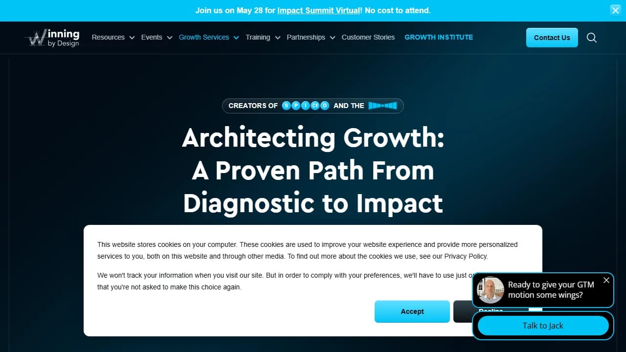 Winning by Design revenue architecture consulting homepage — B2B GTM alignment and sales training