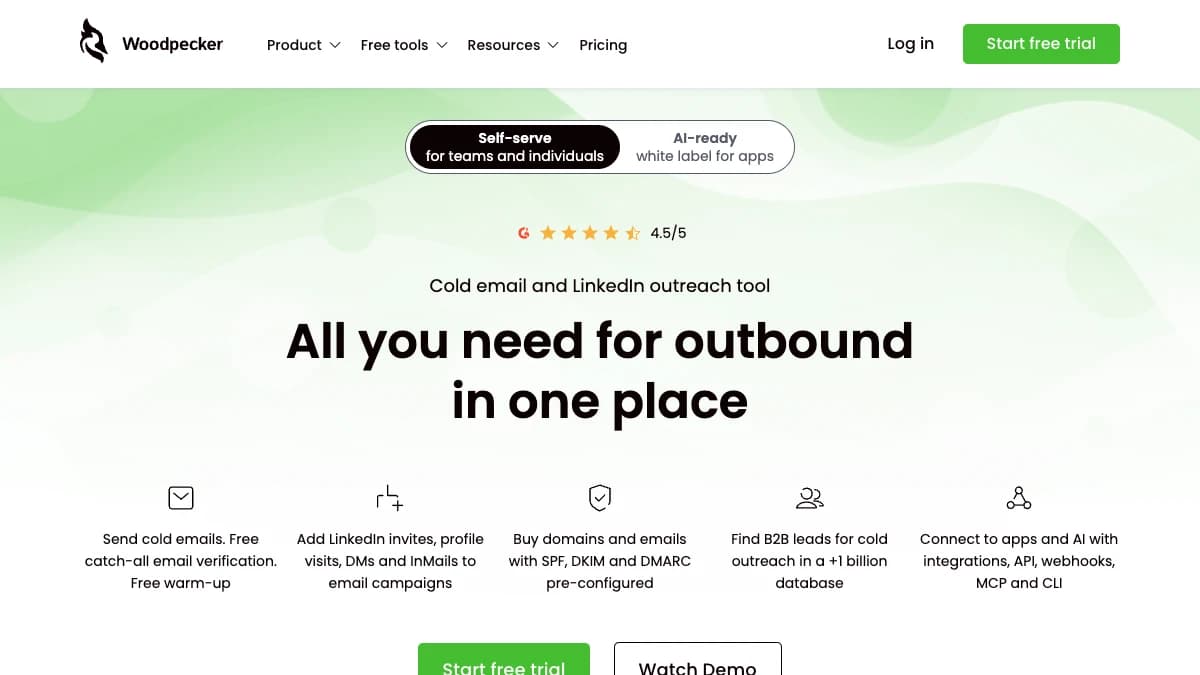 Woodpecker homepage — Yesware alternative for tracked, low-volume cold email sequences