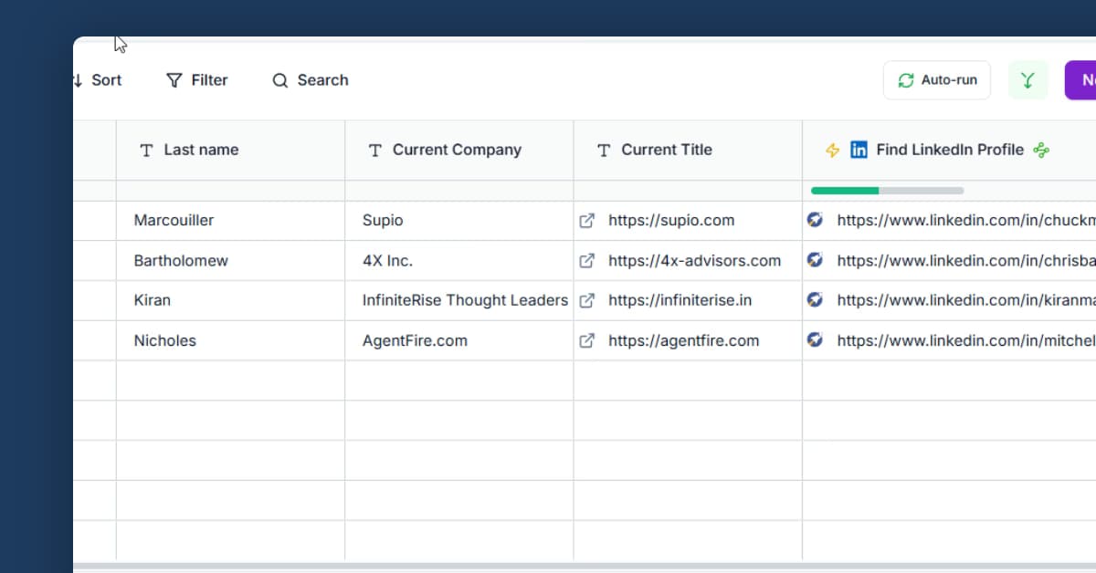 Find LinkedIn profiles from names and companies template preview
